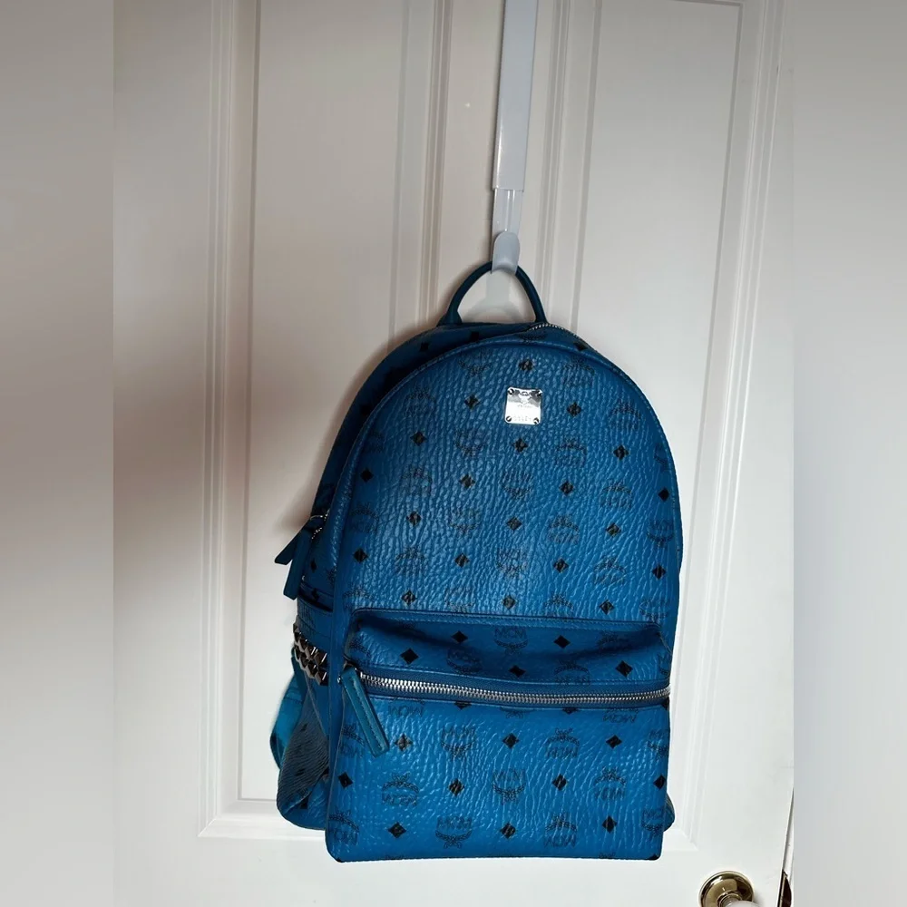 MCM blue Leather Backpack with studs brand new with tag